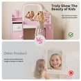 thumbnail image 4 of Jolie Vallee Vanity Set with Chair Kids Makeup Vanity Desk with Lights Mirror, 3 in 1 Toddler Vanity Desk with Bookshelf Storage Cabinet, Pink Pretend Play Dressing Table for Little Girls, 4 of 7
