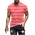 thumbnail image 2 of Awdenio Mens T-shirt Striped Print Fallow Round Neck T-shirt Casual Fashion Short Sleeve Perfect for Summer Outdoors,Size M-5XL, 2 of 5