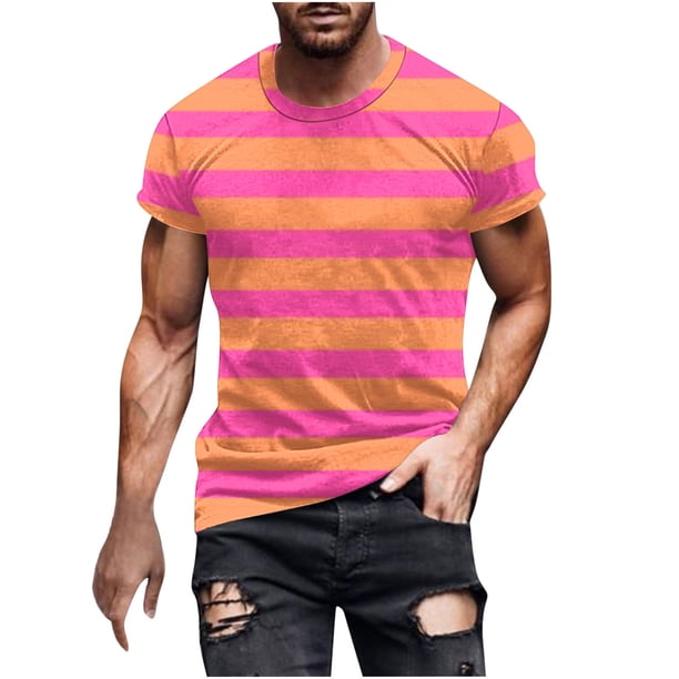 Camisetas de Manga Larga para Hombres Imprimir Fallow Cuello Redondo Camiseta, Moda Casual Manga Corta Mezcla de Algodón/Lino