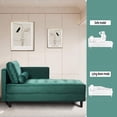 thumbnail image 3 of Youdao Chaise Lounge Chair Indoor Modern Solid Print Velvet Fabric Tufted and Tool-Free Assembly Sleeper Chaise with 2 Cushions, Green, 3 of 9
