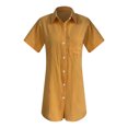 thumbnail image 4 of Ltctricy Women's Oversized Button down Shirts Short Sleeve Collared Cotton Linen Tunic Tops Casual Loose Blouses, 4 of 5