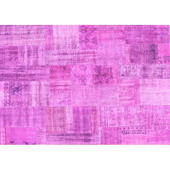 Ahgly Company Indoor Rectangle Patchwork Pink Transitional Area Rugs, 7' x 10'