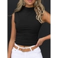 thumbnail image 4 of Camiseta corta Tankaneo para mujer, sin mangas, cuello alto, color negro, 4 of 7