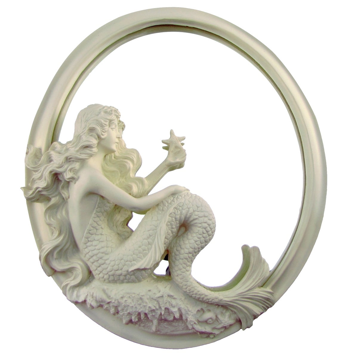 Mermaid W Starfish On C Rock Wall Mirror Nautical Coastal Beach Home Decor