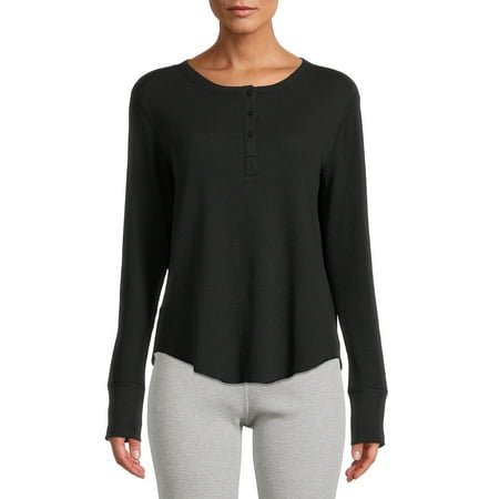 

Hanes Women s Relaxed Fit Waffle Knit Thermal Henley