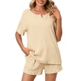 thumbnail image 3 of UVN 2 Piece Pajama Sets for Women Short Sleeve Top and Shorts Sleepwear Casual Lounge Set with Pockets, 3 of 9