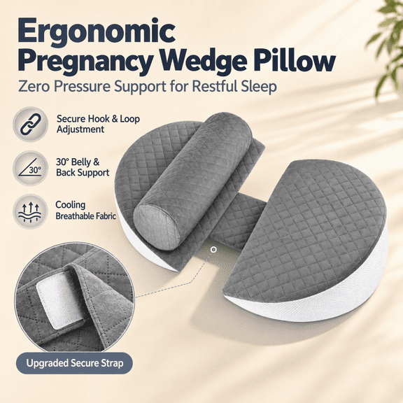 Doulami Pregnancy Pillows for Sleeping, Upgraded Memory Foam Maternity Pillow, Pregnancy Body Pillow for Pregnant Women with Cooling Removable, Washable Cover, Support for Belly