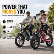 1500W Peak Motor Ebike for Adults, Pescroa Electric Bike for Adults, APP Control, 48V 15Ah Removable Battery Electric Dirt Bike with 450LBS Max Weight, Adult Electric Bicycles with 65Miles Range