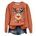 thumbnail image 3 of Sgkm Crewneck Sweatshirts Women Casual Long Sleeve Graphic Tee Shirts Pullover Tops for Women XXL Orange, 3 of 7