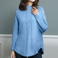 thumbnail image 2 of Olyvenn Women Long Sleeve Mock Neck Loose Sweater, Solid Color Cable Knit Fall Warm Sweaters Pullover with Curved Hem Sky Blue S, 2 of 3