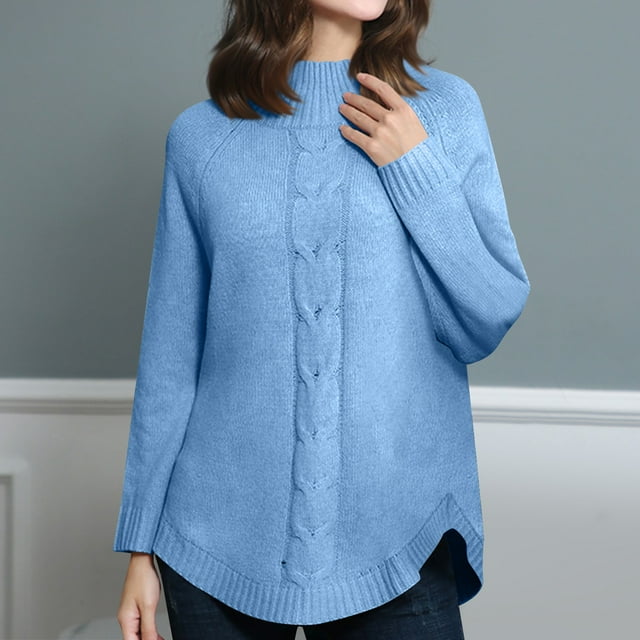 Suéter de cuello redondo para mujer, blusas casuales con bloques de color, top de manga larga con cuello redondo, tops para mujer