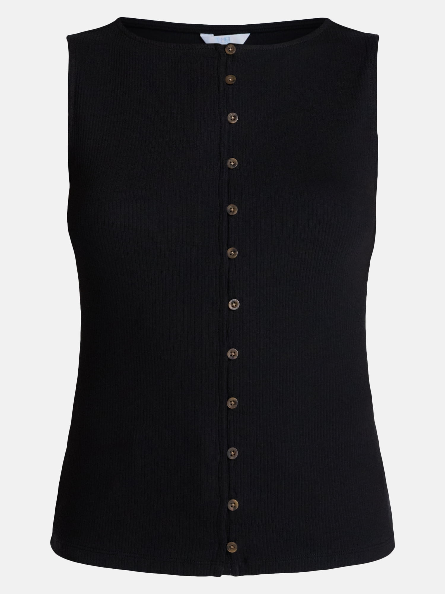 Time and Tru Women's Button Front Tank Top, Size XS-XXXL