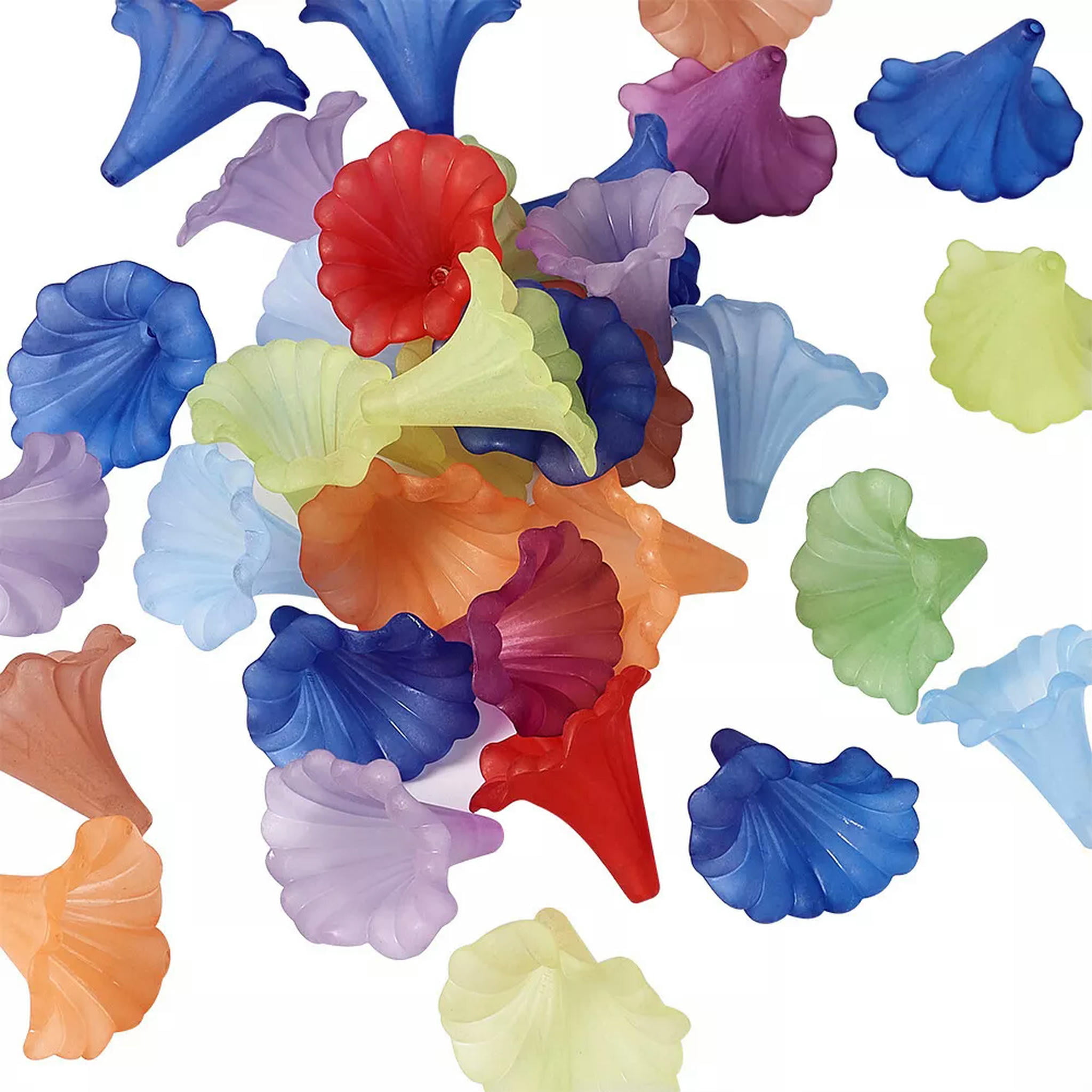 U8MO 135pcs Transparent Acrylic Flower Beads Froste Loose Spacer DIY Crafting 41x35mm