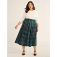 thumbnail image 3 of Free Assembly Women's Belted Cotton Pleated Midi Skirt, Sizes XS-4X, 3 of 5