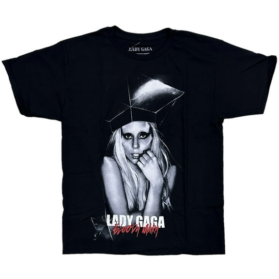 Lady Gaga Men's Official Merchandise Bloody Mary Song Portrait Print Tee T-Shirt (X-Small, Black)