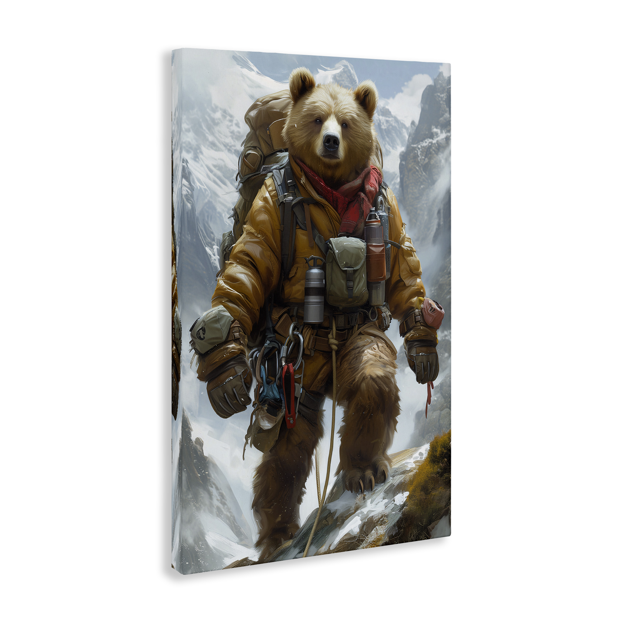 Stupell Industries Mountain Hiking Bear Animals & Insects Painting Gallery Wrapped Canvas Art Print Wall Art, 24 x 36