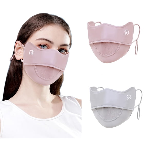 DOVACKA 2-Pack Cooling Breathable UV Face Mask for Women, Sun Protection Face Cover Washable Reusable for Outdoors