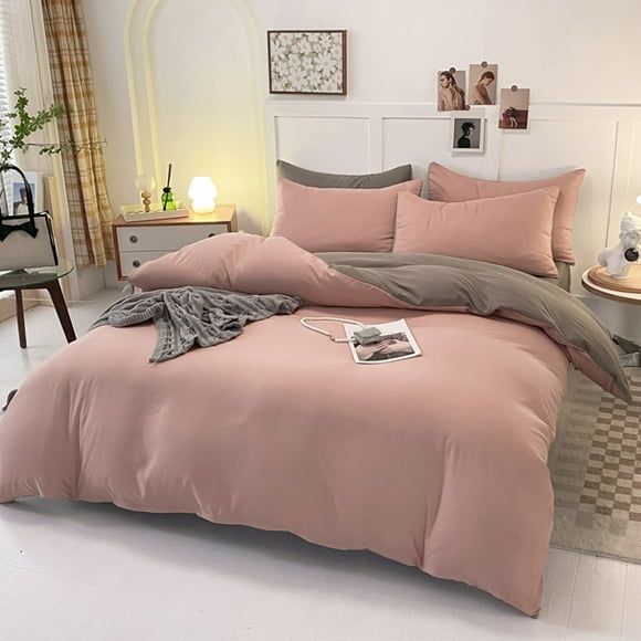 Amzcrzy Ensembles de Literie Adaptés aux Lits de 70,86 Pouces dans les Dortoirs d'Étudiants, Ensemble de Literie Quatre Pièces Confortable et Doux, Couvre-Lit et Jeté de Lit de Couleur Fraîche Lavés, Ensembles de Literie, Ensembles de Couettes