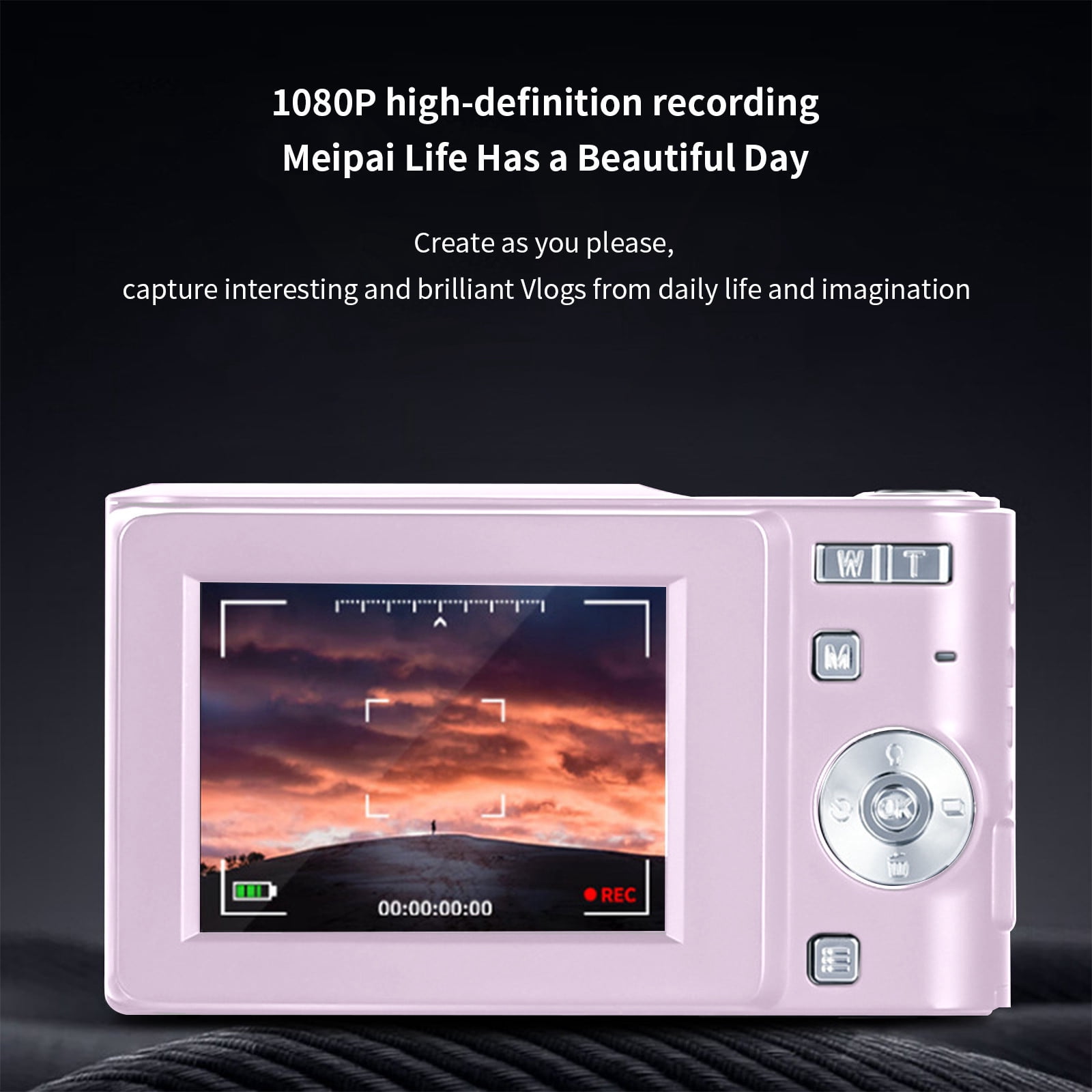 MERILER 4K High-definition Digital Camera with Night Vision - 50 Million Photos 16x Digital Zoom Home Camera - No Shaking Proof Digital Camera with 32G Card and Type-C USB Port
