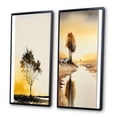 thumbnail image 3 of Designart "Countryside Tree Silhouette at Sunset I" Landscape Forest Framed Wall Art Set Of 2 - Country Yellow Framed Canvas Set For Living Room Decor, 3 of 6