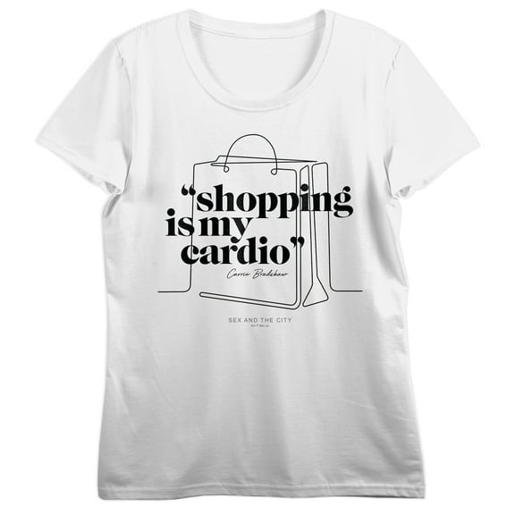 Sex And The City Shopping Is My Cardio Crew Neck Short Sleeve Women's White T-shirt-Medium