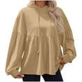 thumbnail image 6 of FAIWAD Hoodies for Women Long Sleeve Drawstring Peplum Hem Loose Hooded Sweatshirts Casual Babydoll Pullover Tops, 6 of 9