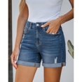 thumbnail image 5 of Store Jean Shorts Womens Stretchy High Waisted Ripped Denim Shorts with Pockets Trendy Distressed Cut Off Shorts, 5 of 6