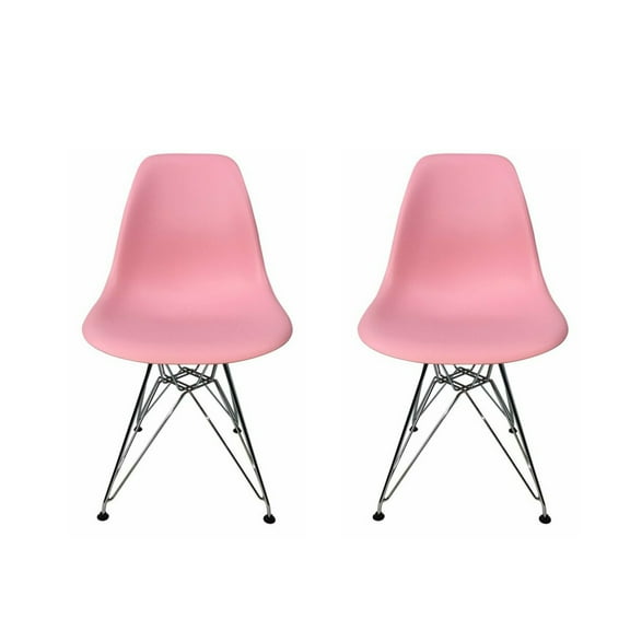 Eiffel Dining Chair with Chrome Base - Pink