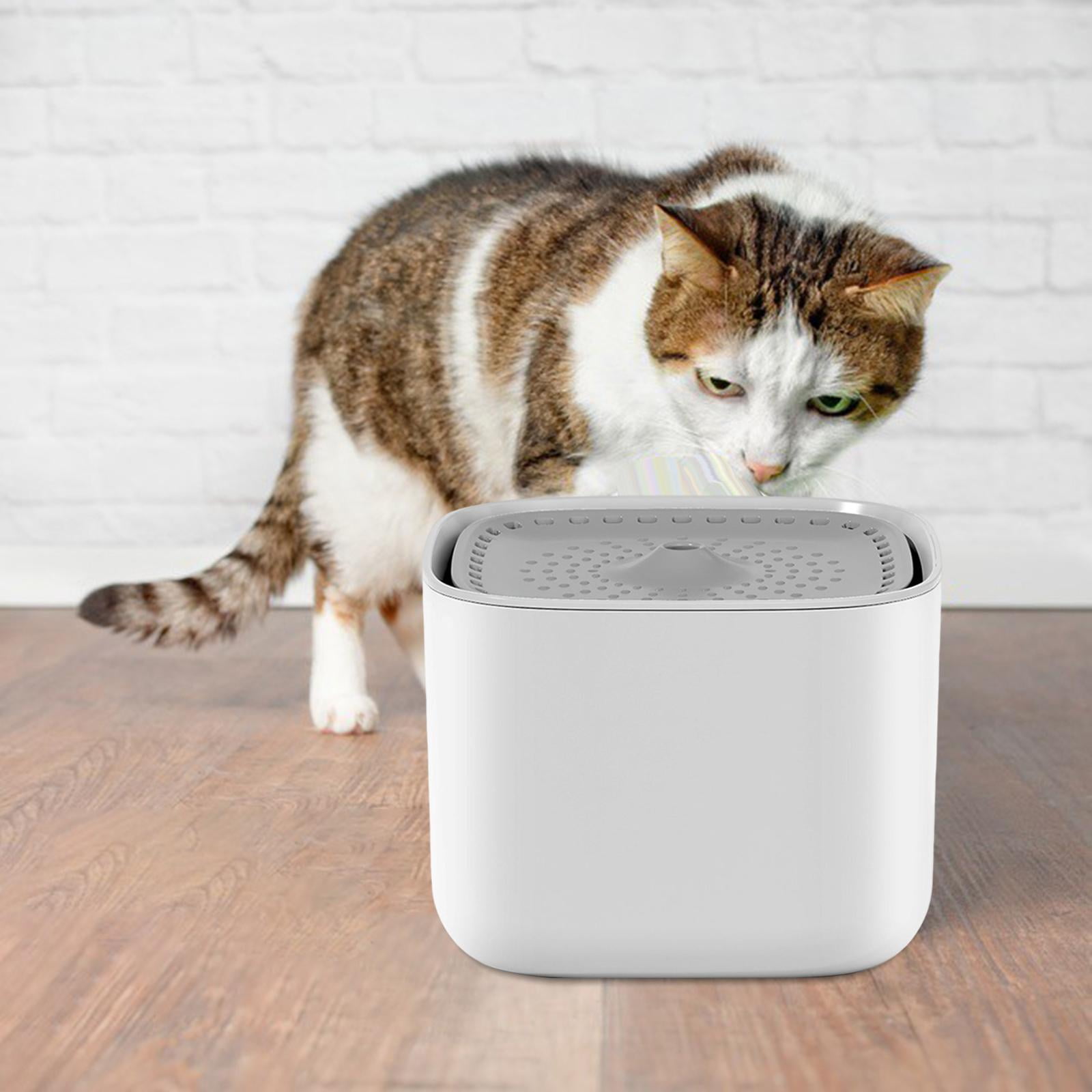 Fzaqwen Automatic Cat Water Fountain, Mute Portable Container Electric Feeder Dispenser White