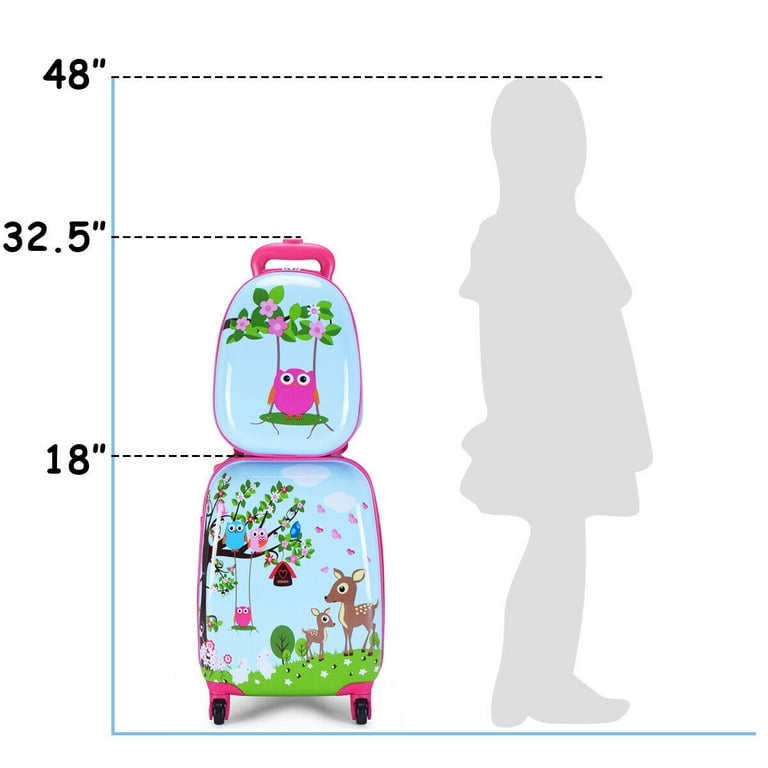 Costway 2Pcs 12'' 16'' Kids Luggage Set Suitcase Backpack School