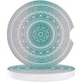 thumbnail image 1 of RYLABLUE Grey and Aqua Green Mandala Gradient Pattern Set of 6 Car Coaster for Drinks, Absorbent Ceramic Stone Coasters Cup Mat with Cork Base for Home Kitchen Room Coffee Table Bar Decor, 1 of 5