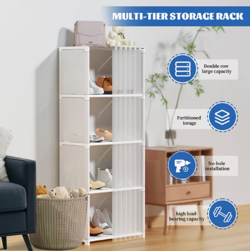 10-Cube Portable Storage Organizer, 6-Tier Wardrobe with Dust-Proof Cover, Heavy Duty Garment Shelf Bookcase Portable Closet