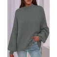 thumbnail image 4 of Women'S Fall Oversized Sweaters Chunky Knit Mock Neck Long Sleeve Casual Pullover Winter Clothes Bean Green M, 4 of 7
