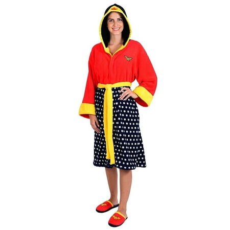 DC Comics Wonder Woman Ladies Hooded Fleece Robe and Slipper Set
