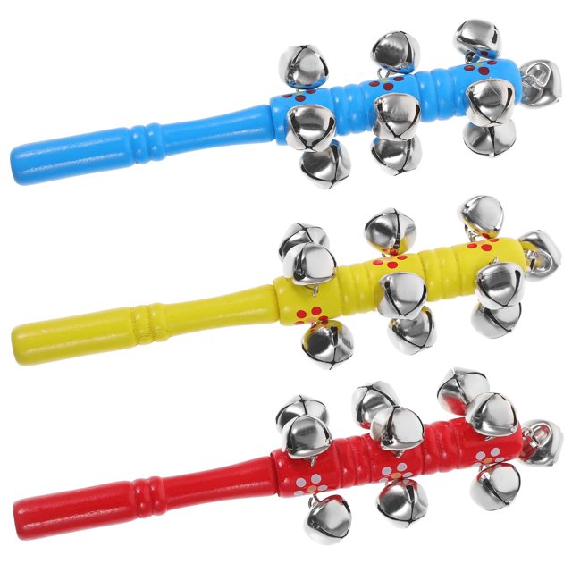 3 piezas de juguetes para niños, instrumentos musicales navideños, cascabeles de madera, sonajero para bebés