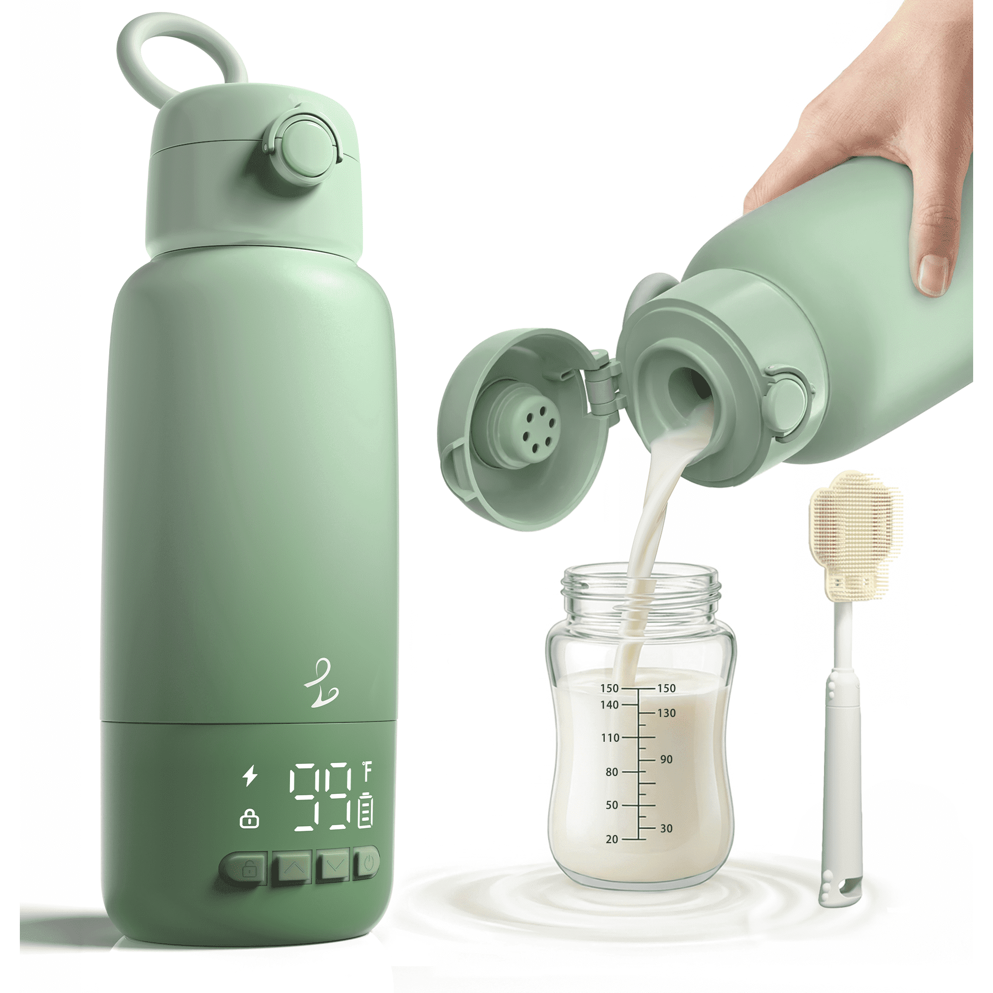 Upgraded Portable Bottle Warmer, 17 oz Large Capacity, 16000mAh Long Battery Life, 2-Min Fast Heating for Travel, Ideal for Heating Milk, Formula and Water On-the-Go