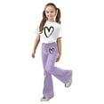 thumbnail image 3 of LRen Girls Outfits Size 5 Cartoon Print Short Sleeve T-Shirt and Flare Pants Outfits Set Crewneck Loose Girls' Two Piece Summer Set Back To School Clothes, 3 of 6