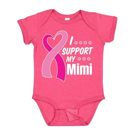 

Inktastic Breast Cancer Awareness I Support My Mimi with Pink Ribbon Gift Baby Boy or Baby Girl Bodysuit