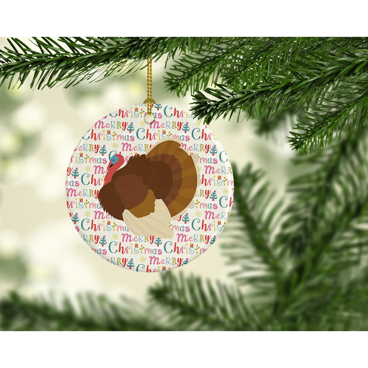French Turkey Dindon Christmas Ceramic Ornament 2.8 in x 2.8 in