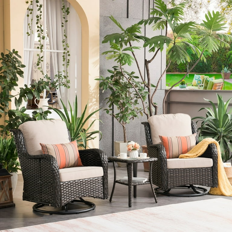 Wicker swivel chair set outlet