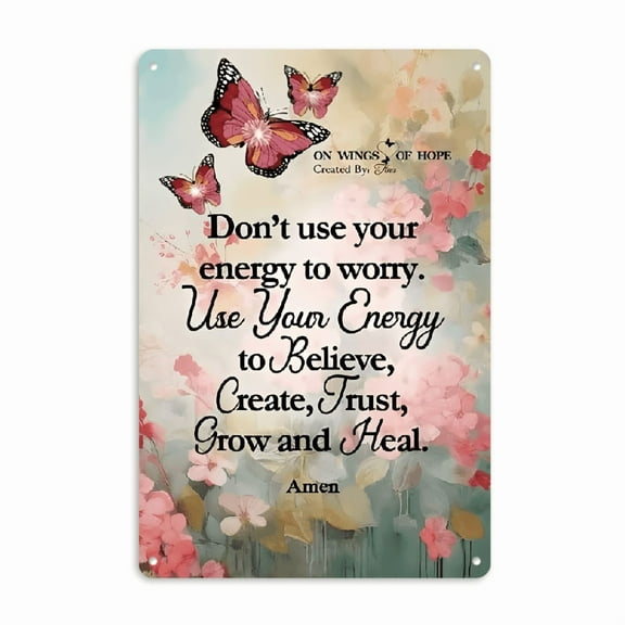 1pc Inspirational Metal Sign with Uplifting Quote & Vibrant Butterflies - 12x8 Inch Durable Tinplate Wall Art for Indoor_Outdoor Decor, Garden, Home, Office - Weather-Resistant Motivational Gift