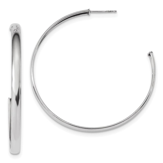 Sterling Silver Rhodium-plated Polished Post Hoops QE13215