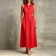 thumbnail image 2 of SONXAHE Sleeveless Collared Shirt Dress for Women Button Down Pocketed Maxi Casual Office Sundress, 2 of 4