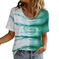 thumbnail image 2 of Lumosvexa Summer Womens Graphic T-Shirt for Women Casual Short Sleeved Shirt Tops Crew Neck Tie Dyeing T Shirt Green Size S, 2 of 10