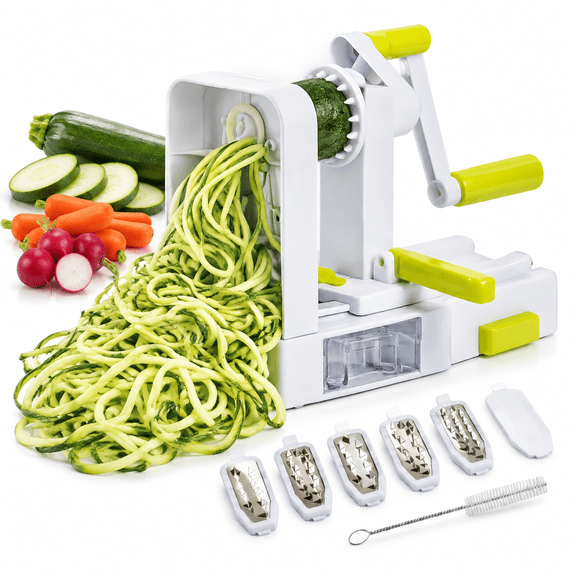5- Foldable Manual Stainless Steel Vegetable Spiralizer & Zucchini Noodle Maker