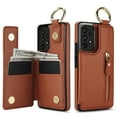 thumbnail image 3 of Cutyskin for Samsung Galaxy A52 5G/4G Wallet Case【RFID Blocking】 with Card Holder Cash Pocket Zipper Bills Slot, Soft PU Leather Magnetic Back Folio Kickstand, Finger Ring Holder Hook Case, Brown, 3 of 9
