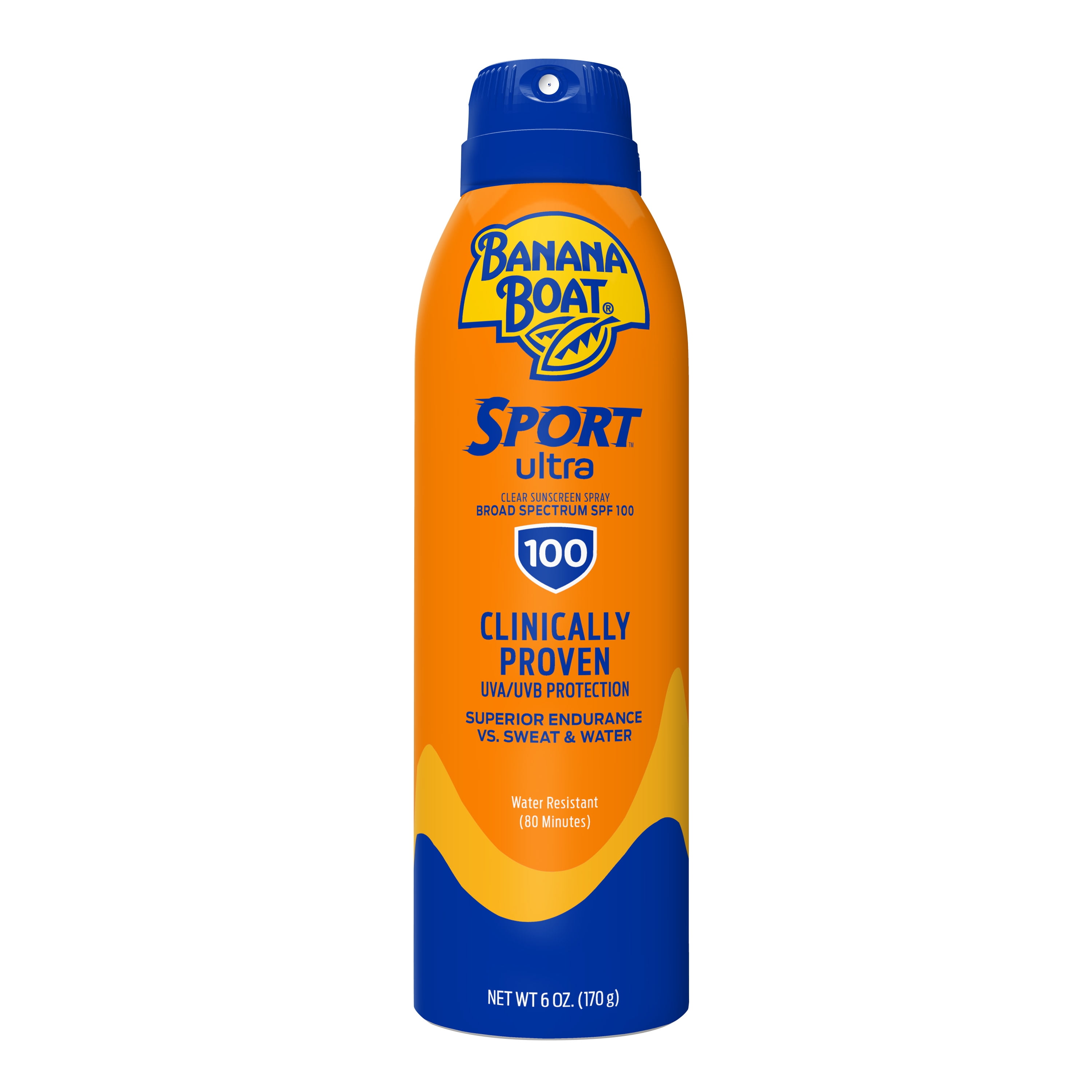 Banana Boat Sport Ultra Sunscreen Spray 6 Oz, 100 SPF, Water Resistant Sunblock (80 Minutes), Superior Endurance VS Sweat And Water