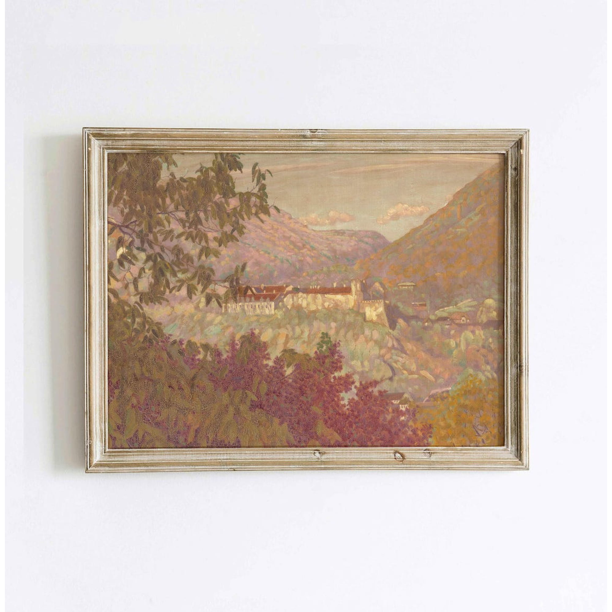 Vintage Pastel Castle Landscape Wall Art Poster