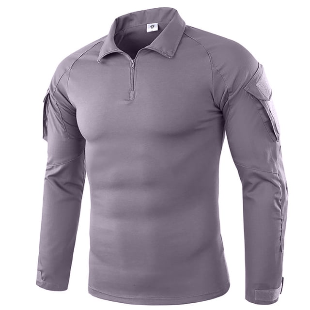 SHIXIAOO Men Pure Color Splicing Long Sleeve Shirt Long Sleeve Blouse Top Compression Shirts for Men Zipper V Neck Thermal for Men Shirt Vest Men Compression Body Chest Abs Shirt Compression Shirt