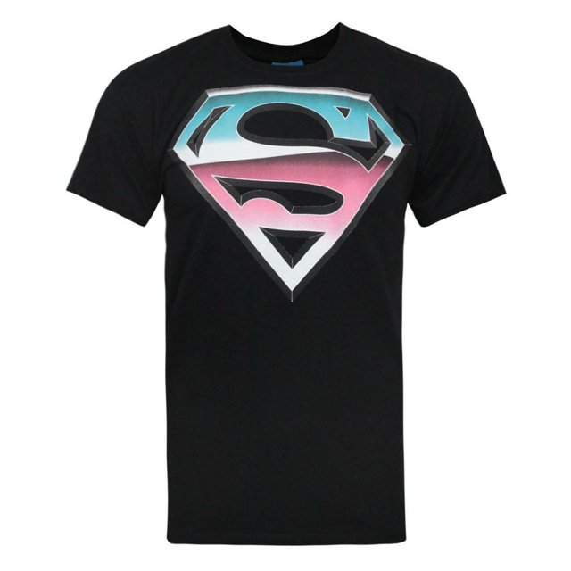 Addict Mens Chrome Effect Superman Logo T-Shirt